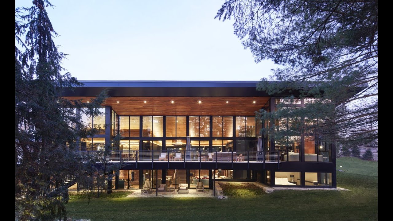 Luxury modern house with Black Rhino Windows expansive glass walls