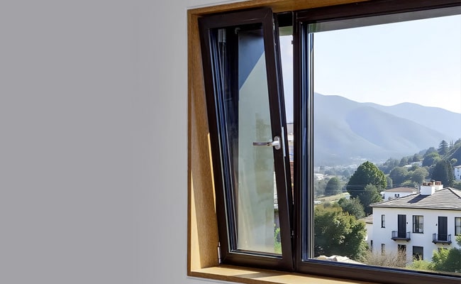 Black Rhino aluminum tilt and turn window system in modern architecture